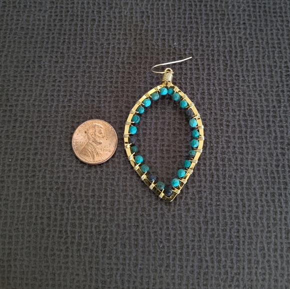 Blue💙-Green💚 Turquoise Teardrop💦 Earrings - Picture 5 of 13